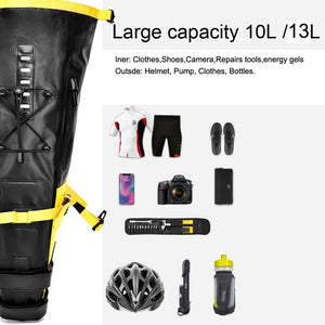 Bike Bag Waterproof Large Capacity Bicycle Bag Cycling Foldable Road Trunk Bike Packing Large Bike Bags Waterproof Bike Bag Under Seat Roll Up Cycling Rear Tail Pack Black 13L