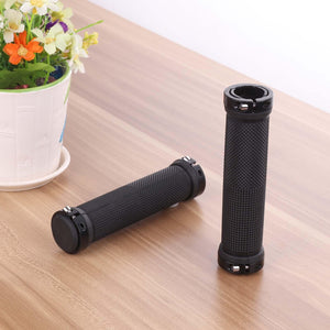 Bike Handlebar Cover Grips Anti-Slip Mountain Road Cycling Bike Bicycle Smooth Soft Rubber Handle Grip Lock Bar Non-Slip-Rubber Bicycle Handle Grip With Aluminum Lock Rubber Comfortable Bike Grips