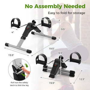 Under Desk Exercise Bike Pedal Exerciser with LCD Display for Legs and Arms Workout-Black