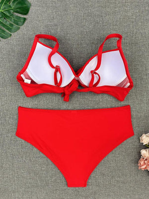 Bikini Swimwear Women High Waist Swimsuit Solid Color Bikini Set Women's Push Up Underwire Top Bottom Bikini Bathing Swimsuits Beach Wear Padded Push Up Bikini Set Female
