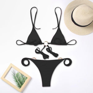 Bikini Triangle Adjust Swimwear Women's Crisscross Halter Bikini Lace Up Back Bandage Two Piece Strappy Bathing Suits G String Thong Swimwear Women Bathing Suit Hollow Out Quality Pleated Swimsuit Female Double-Sided Bikini Set