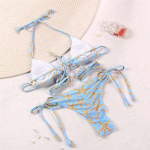 Bikini Triangle Adjust Swimwear Women's Crisscross Halter Bikini Lace Up Back Bandage Two Piece Strappy Bathing Suits G String Thong Swimwear Women Bathing Suit Hollow Out Quality Pleated Swimsuit Female Double-Sided Bikini Set