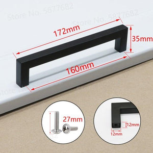 Black Cabinet Handle Square Furniture Hardware Stainless Steel Kitchen Door Knobs Cupboard Wardrobe Drawer Pulls Furniture Handle Drawer Pull Hardware Stainless Steel Kitchen Drawer Pulls Cabinet Handles