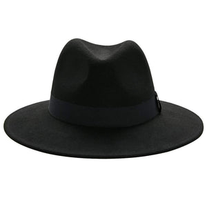 Black Fedora Hat Unisex Wide Brim Hat Autumn Winter Fedora Hat Wide Cap Winter Wool Classic Hat Men Elegant Gentleman Hat For Party