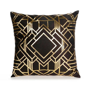 Black Gold Pillow Geometric Cushion Hot Pillows For Chairs Seat Pillowcase Black Striped Pillow Case  Luxury Soft Cushion Covers Decor Home Livingroom Decoration 45x45CM
