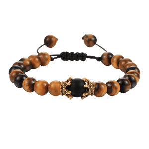 Black Lava Stone Crown Charm Tiger Eye Beads Bracelet For Men Women Braided Bracelets Handmade Adjustable Couple Distance Bracelets Lava Stone Beads Essential Oil Diffuser Adjustable Bracelet With King Queen Crown Charm
