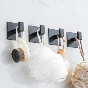 Black Self-Adhesive Wall Hooks For Hanging Keys Clothes Hanger Door Robe Hook Coat Rack Towel Holder Bathroom Accessories Matte Black Finish Wall Mount Coat Hat Door Hook Hanger Bathroom Accessories