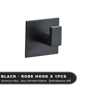 Black Self-Adhesive Wall Hooks For Hanging Keys Clothes Hanger Door Robe Hook Coat Rack Towel Holder Bathroom Accessories Matte Black Finish Wall Mount Coat Hat Door Hook Hanger Bathroom Accessories