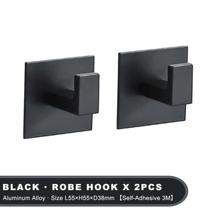 Black Self-Adhesive Wall Hooks For Hanging Keys Clothes Hanger Door Robe Hook Coat Rack Towel Holder Bathroom Accessories Matte Black Finish Wall Mount Coat Hat Door Hook Hanger Bathroom Accessories