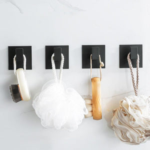 Black Self-Adhesive Wall Hooks For Hanging Keys Clothes Hanger Door Robe Hook Coat Rack Towel Holder Bathroom Accessories Matte Black Finish Wall Mount Coat Hat Door Hook Hanger Bathroom Accessories