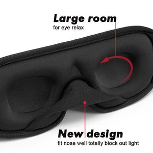 Black  Soft Padded Sleeping Mask For Eyes Lightweight Blindfold Night Mask Modern Adjustable Super Smooth Eye Patch For Sleep