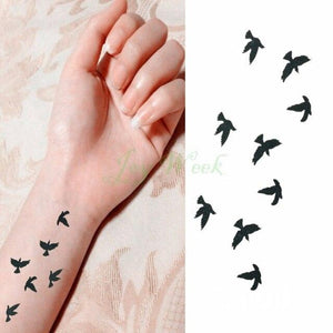 Black Waterproof Temporary Bird Tattoo Sticker Arm Leg Wrist Modern Small Tattoo For Womens And Kids