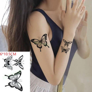 Black Waterproof Temporary Bird Tattoo Sticker Arm Leg Wrist Modern Small Tattoo For Womens And Kids