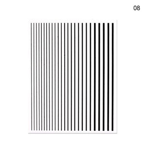 Black White 3D Nail Stickers Metal Gold Silver Geometric Tassel Strip Line Adhesive Transfer Decals Nail Art Design  Gold Silver Metal Nail Sticker  Metallic Curve Strip Line Nail Decal Self-Adhesive 3D Wave Design Nail Tips Decorations Manicure for Women