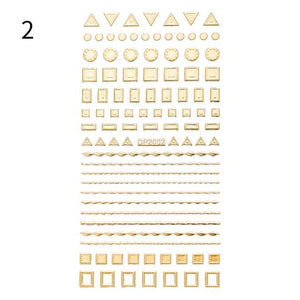 Black White 3D Nail Stickers Metal Gold Silver Geometric Tassel Strip Line Adhesive Transfer Decals Nail Art Design  Gold Silver Metal Nail Sticker  Metallic Curve Strip Line Nail Decal Self-Adhesive 3D Wave Design Nail Tips Decorations Manicure for Women