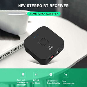 Black Wireless Bluetooth Receiver 5.0 aptX LL RCA NFC 3.5mm Jack Aux Audio Adapter