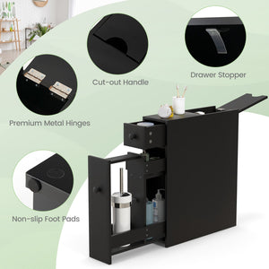 Black Bathroom Cabinet Space Saver Storage Organizer-Black