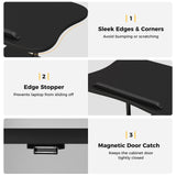 Adjustable Mobile Standing Desk Cart with Tilt Desktop and Cabinet-Black