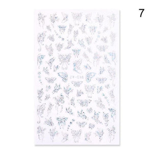 Blue Butterfly 3D Nail Stickers Flowers Leaves Self Adhesive Transfer Sliders Wraps Manicures Foils Decorations Decoration Tattoo Manicure Transfer Nail Decals Flowers Butterfly Designs Nails Supply Manicure Tips Design Nail Decoration
