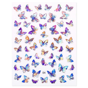 Blue Butterfly 3D Nail Stickers Flowers Leaves Self Adhesive Transfer Sliders Wraps Manicures Foils Decorations Decoration Tattoo Manicure Transfer Nail Decals Flowers Butterfly Designs Nails Supply Manicure Tips Design Nail Decoration