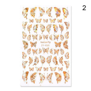 Blue Butterfly 3D Nail Stickers Flowers Leaves Self Adhesive Transfer Sliders Wraps Manicures Foils Decorations Decoration Tattoo Manicure Transfer Nail Decals Flowers Butterfly Designs Nails Supply Manicure Tips Design Nail Decoration
