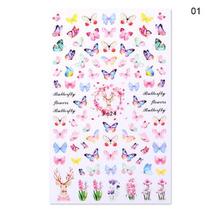 Blue Butterfly 3D Nail Stickers Flowers Leaves Self Adhesive Transfer Sliders Wraps Manicures Foils Decorations Decoration Tattoo Manicure Transfer Nail Decals Flowers Butterfly Designs Nails Supply Manicure Tips Design Nail Decoration