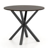 36 Inch Wood Dining Table with Intersecting Pedestal Base for 2-4 People-Brown