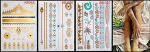Body Tattoo Art Painting Stickers Glitter Gold Silver Temporary Waterproof Nontoxic Long Lasting Tattoos