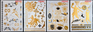 Body Tattoo Art Painting Stickers Glitter Gold Silver Temporary Waterproof Nontoxic Long Lasting Tattoos