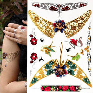 Body Tattoo Art Painting Stickers Glitter Gold Silver Temporary Waterproof Nontoxic Long Lasting Tattoos