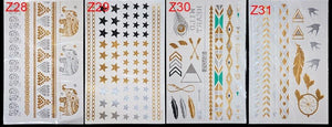 Body Tattoo Art Painting Stickers Glitter Gold Silver Temporary Waterproof Nontoxic Long Lasting Tattoos