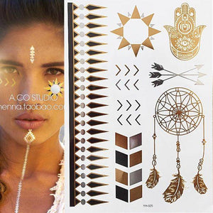 Body Tattoo Art Painting Stickers Glitter Gold Silver Temporary Waterproof Nontoxic Long Lasting Tattoos