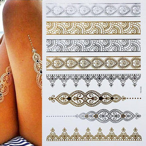 Body Tattoo Art Painting Stickers Glitter Gold Silver Temporary Waterproof Nontoxic Long Lasting Tattoos