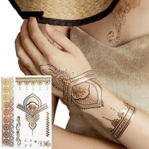 Body Tattoo Art Painting Stickers Glitter Gold Silver Temporary Waterproof Nontoxic Long Lasting Tattoos