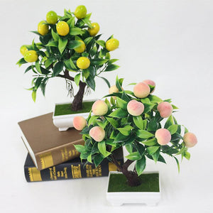Bonsai Artificial Bonsai Fake Tree Yellow Foam Fruit Potted For Home Decoration Accessories Wedding Decor