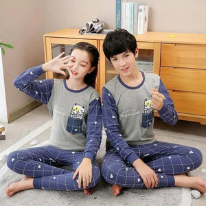 Boys Girls Sleepwear Winter Cotton Pajamas Sets Children Home Wear For Boy Pajamas Kids Nightwear Teenage Pajamas Clothes Sleepwear Suit Comfortable Thin Leisure Sleep Lounge Sleepwear for Adults Women Jogging Home wear