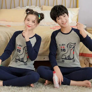 Boys Girls Sleepwear Winter Cotton Pajamas Sets Children Home Wear For Boy Pajamas Kids Nightwear Teenage Pajamas Clothes Sleepwear Suit Comfortable Thin Leisure Sleep Lounge Sleepwear for Adults Women Jogging Home wear
