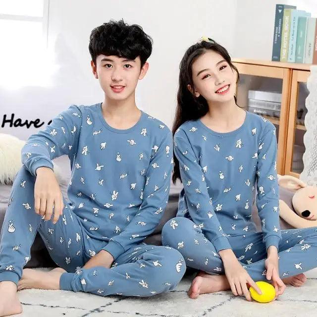 Boys Girls Sleepwear Winter Cotton Pajamas Sets Children Home Wear For Boy Pajamas Kids Nightwear Teenage Pajamas Clothes Sleepwear Suit Comfortable Thin Leisure Sleep Lounge Sleepwear for Adults Women Jogging Home wear