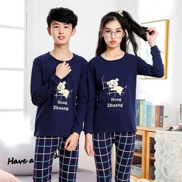 Boys Girls Sleepwear Winter Cotton Pajamas Sets Children Home Wear For Boy Pajamas Kids Nightwear Teenage Pajamas Clothes Sleepwear Suit Comfortable Thin Leisure Sleep Lounge Sleepwear for Adults Women Jogging Home wear
