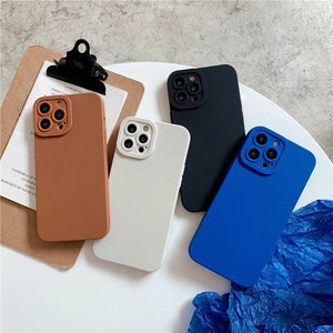 Bright Colors Soft Silicone Phone Case For iPhone 11 Pro Max X XR XS Max 7 8 6S Plus Mini Camera Protection Back Cover Silicone Camera Protection Case Soft Scratch-Resistant Case For Iphone