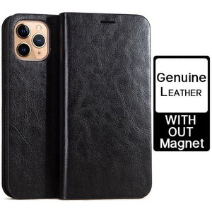 Brown Genuine Leather Flip Case For iPhone Luxury Wallet Card Cover For iPhone 14 13 Leather iPhone Case Kickstand Card Holder Flip Leather Wallet Phone Case