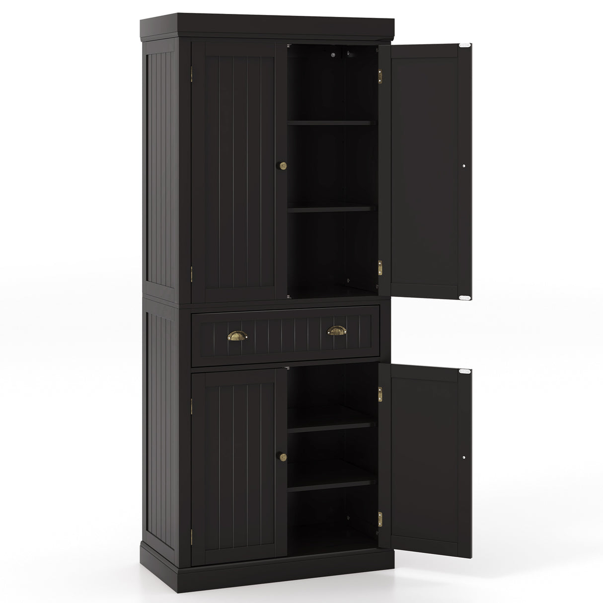 Cupboard Freestanding Kitchen Cabinet w/ Adjustable Shelves-Black