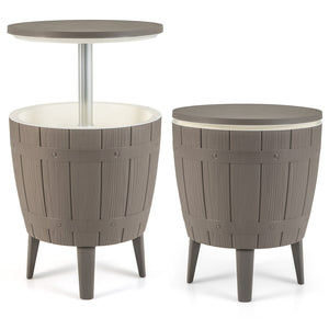 10 Gallon Cooler Bar Table Outdoor Coffee Table Ice Bucket with Telescopic Tabletop for Beer and Wine-Brown by DirectDeals