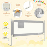 76.8  Inch Baby Bed Rail with Double Safety Child Lock-Gray