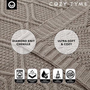 Rosa Chenille Diamond Cable Throw