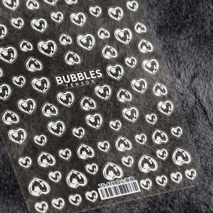 Bubble Cute Black Red Hearts Nail Stickers Nail Art Decorations Nail Decals Design Self-Adhesive 3D Wave Design Decoration for Women Girls Adhesive Striping Tape Nail Art Stickers