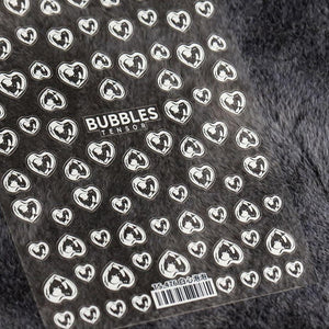 Bubble Cute Black Red Hearts Nail Stickers Nail Art Decorations Nail Decals Design Self-Adhesive 3D Wave Design Decoration for Women Girls Adhesive Striping Tape Nail Art Stickers