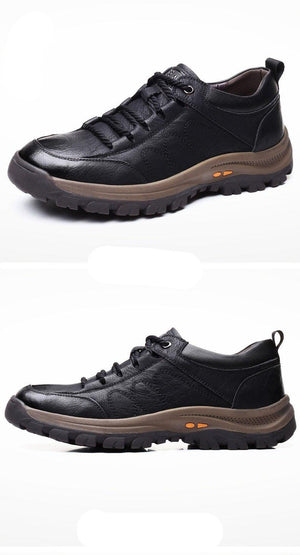 Business Black Leather Mens Casual Shoes Spring Lace-up Platform Travel Shoes Wear-Resistant Shoes Elegant Style Men's Shoes Flat Round Toe Fashion Dress Shoes For Men