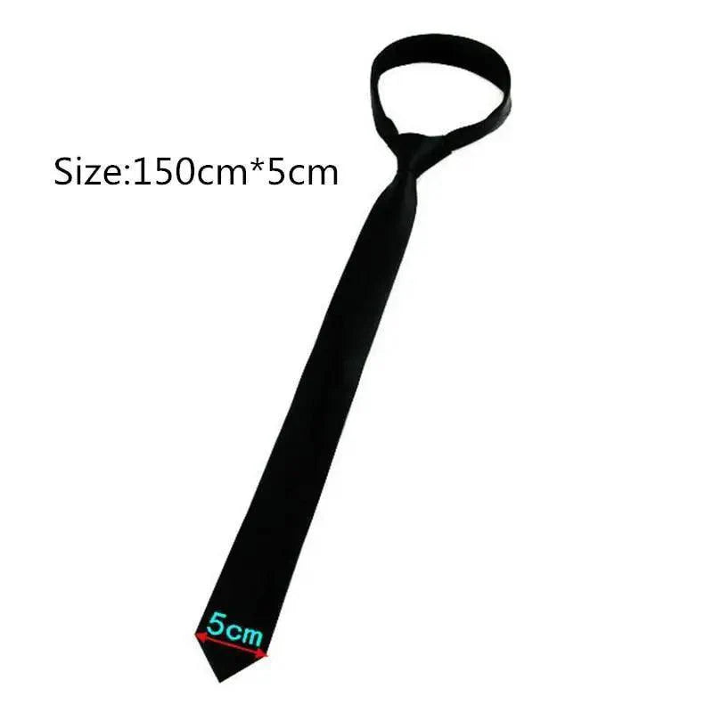 Business Black Skinny Ties Polyester Silk Necktie For Men Washable Formal Office Simple Design Necties Solid Color Skinny Tie Slim Necktie For Men