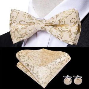 Business Red Color Butterfly Bow Tie Pocket Square Cufflinks Suit Set For Men Adjustable Self Bowtie Formal Bowtie Set Solid Color Necktie Silk Bow Tie Pocket Square Cuff Links